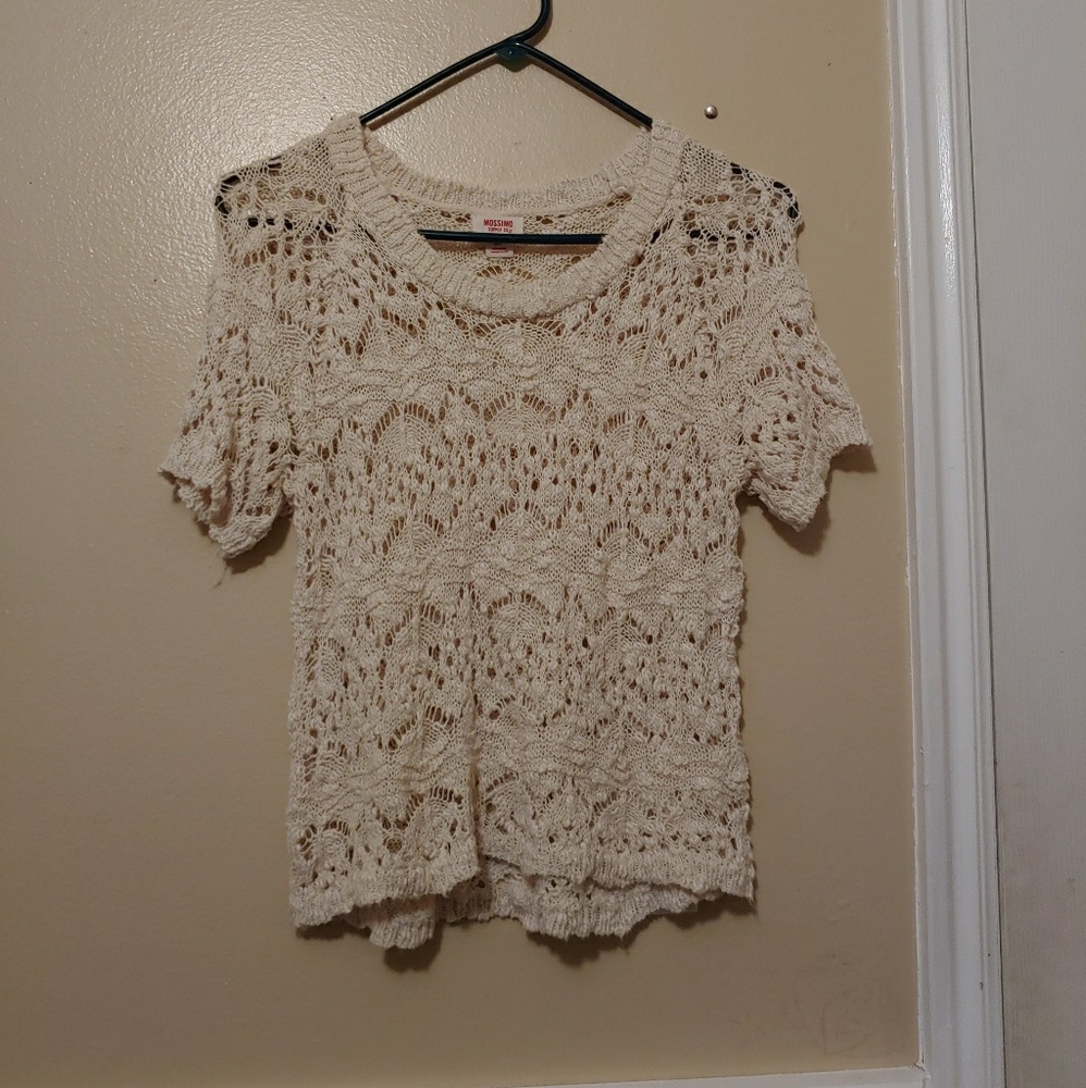cream crochet shirt